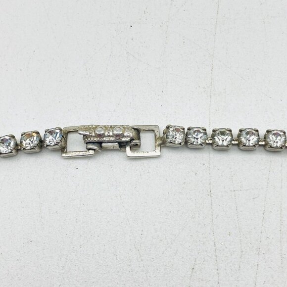 D'VERS NY Rhinestone Swag Bow Necklace Silver Tone Glam Bling Sparkle Holiday - Picture 5 of 10